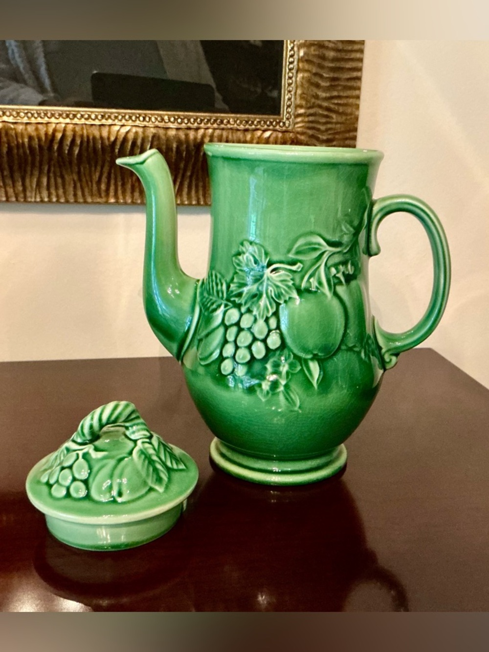 Vintage Royal Worcester Green Ware Ceramic Coffee Pot